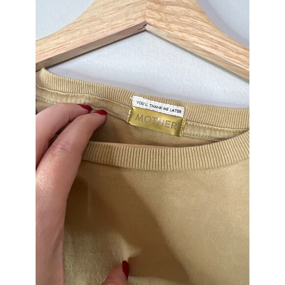 NEW Mother Swiper Wide Sleeve Elastic Waistband Pull Over Tan Crop Top - Picture 4 of 8